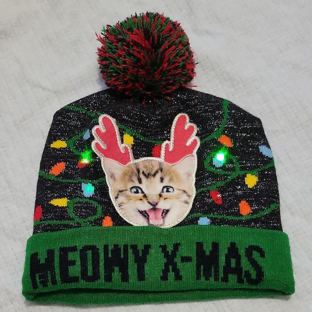 MEOWY X-MAS Cat Light-Up Winter Hat Mint Condition - Picture 1 of 5